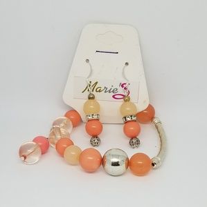 Women's Orange and Silver Beaded Bracelet